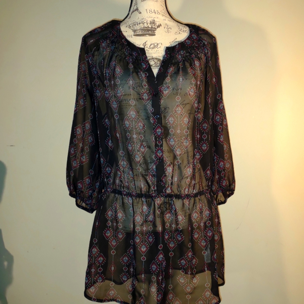 "Maurices" name brand Blouse, Size 1X, black sheer